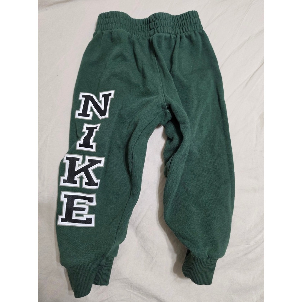 Nike Toddler Boys Green Fleece Jogger Sweatpants Size 3T Vertical Logo Graphic